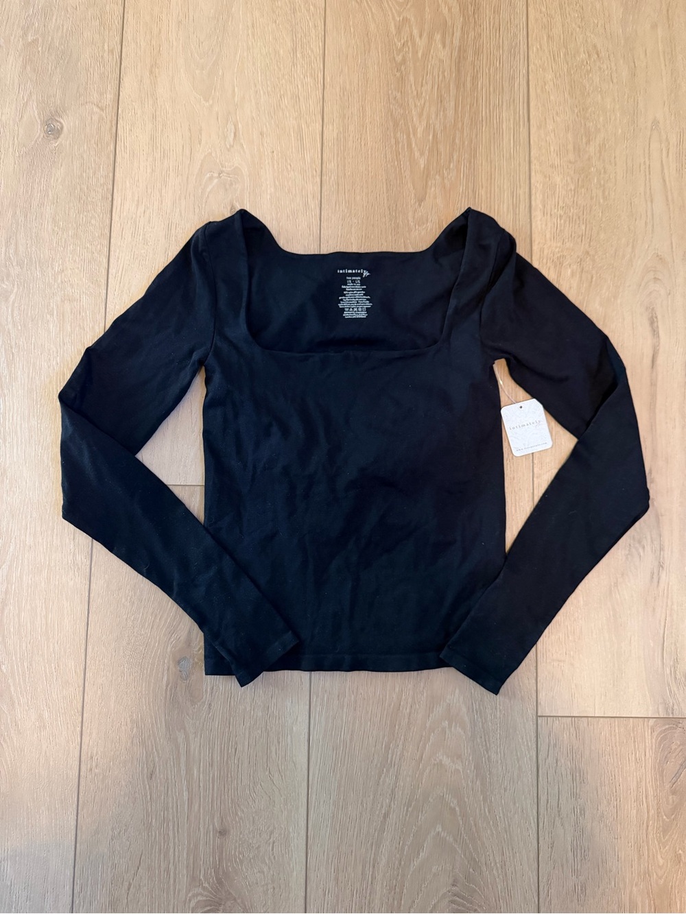Free People Women’s Black Long-Sleeve Square Neck Top